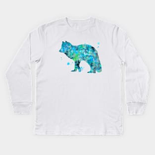 Arctic Fox Watercolor Painting Kids Long Sleeve T-Shirt